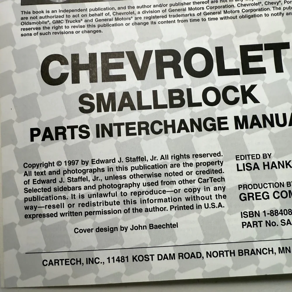 Chevy Small‎ Block Parts Interchange Manual Ed Staffel 1997 High Performance SBC